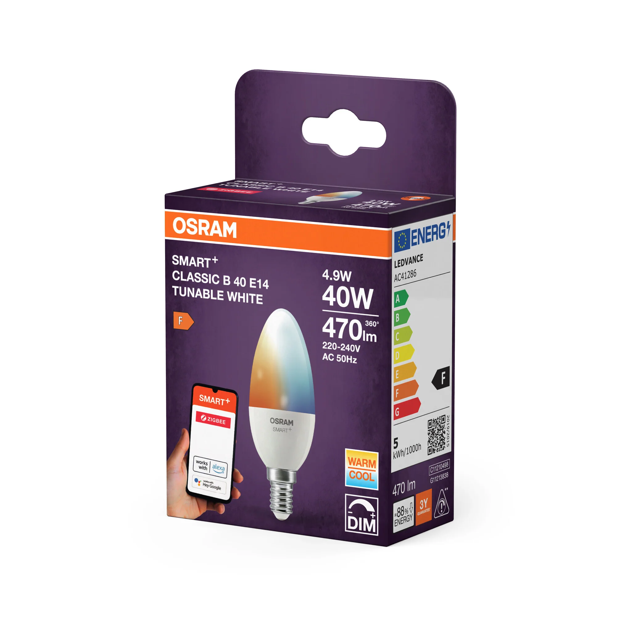 OSRAM SMART LED B40 Kronljus E14 4,9W ZigBee Justerbar Vit - Image 3
